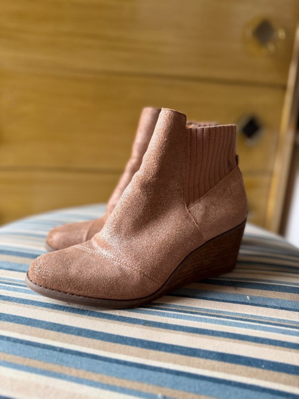 Glitter Dusty Rose Toms Wedges